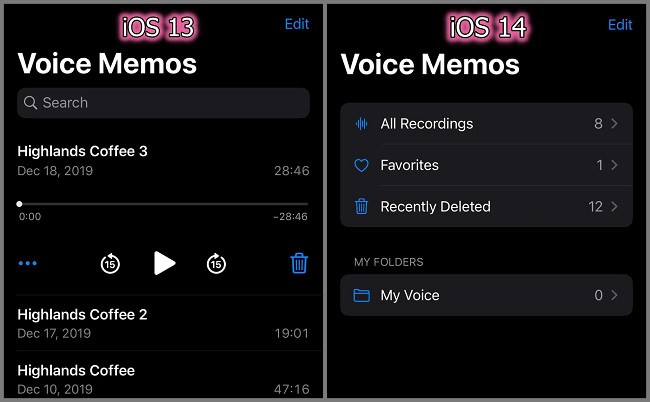 iOS 14 cho phép phân loại bản ghi, giúp người dùng sắp xếp gọn gàng và dễ tìm kiếm hơn