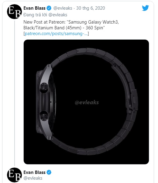 Leaker nổi tiếng Evan Blass đã để lộ video Galaxy Watch 3