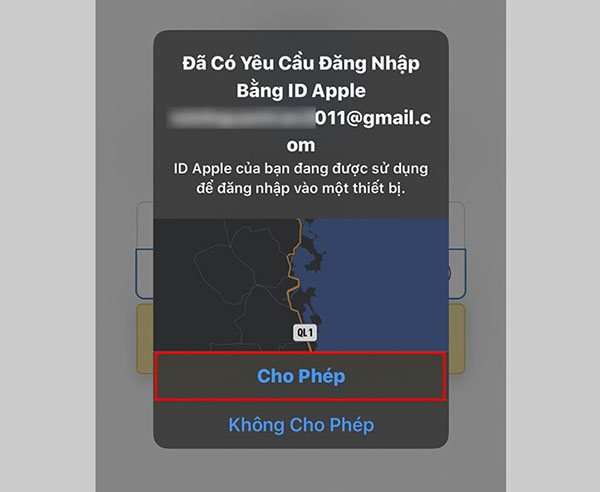 Nhấn Cho phép để tiếp tục thao tác