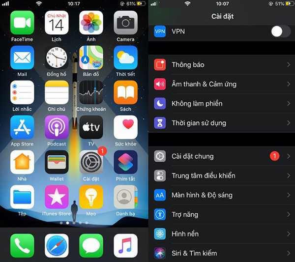 Xóa ứng dụng, phần mềm trên iPhone tại mục Cài đặt (Settings)