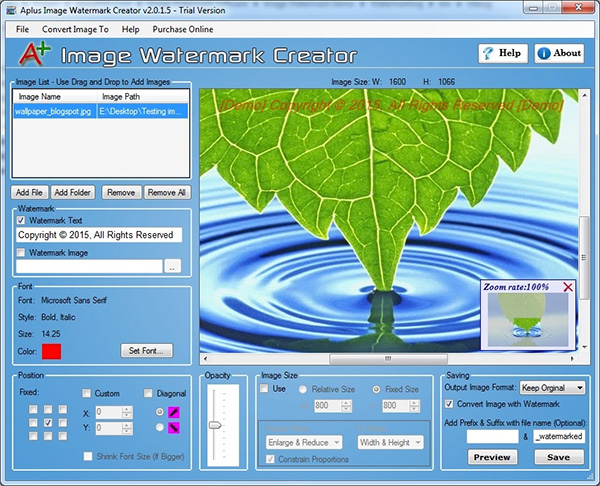 Công cụ Aplus Image Watermark Creator