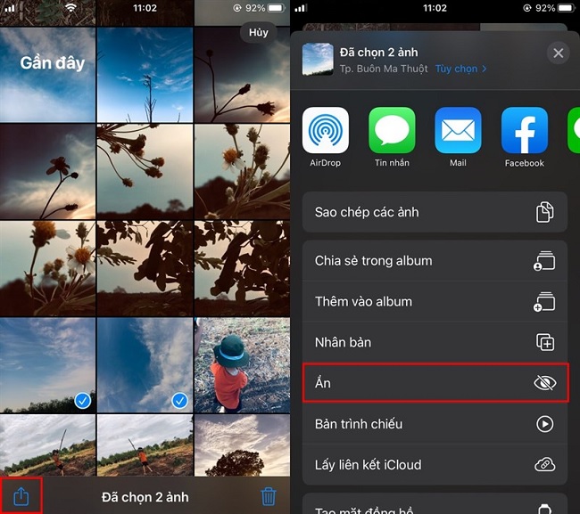 Thao tác như hình để biết cách giấu ảnh và video trên iPhone