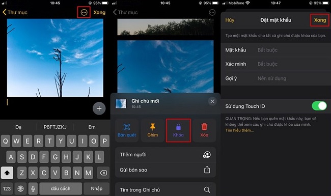 Tiến hành khóa ghi chú lại nào