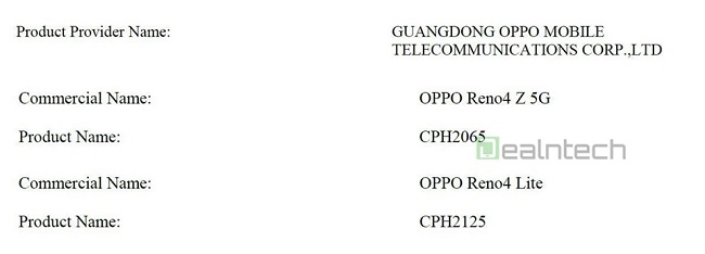 Thông tin cấu hình Reno4 Z 5G và Reno4 Lite rò rỉ