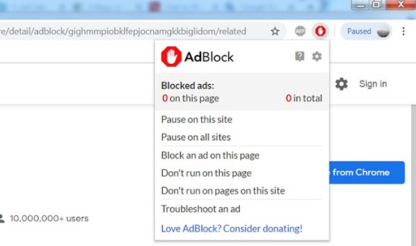 Chặn quảng cáo sử dụng Sử dụng tiện ích mở rộng AdBlock trên máy tính
