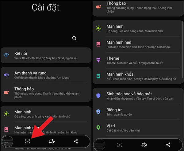 Nhấn biểu tượng Chụp cuộn, kéo màn hình xuống dưới đến vị trí mong muốn và thả tay ra để hình dừng lại
