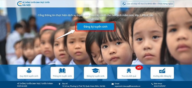 Vào trang web chính thức để đăng ký trực tuyến vào lớp 1 cho con em