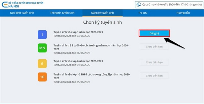 Tiến hành Đăng ký
