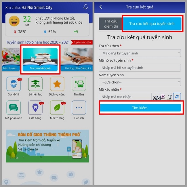 Tra cứu kết quả tuyển sinh vào lớp 1 bằng ứng dụng trên điện thoại