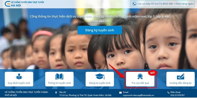 Vào trang web chính thức để tra cứu kết quả