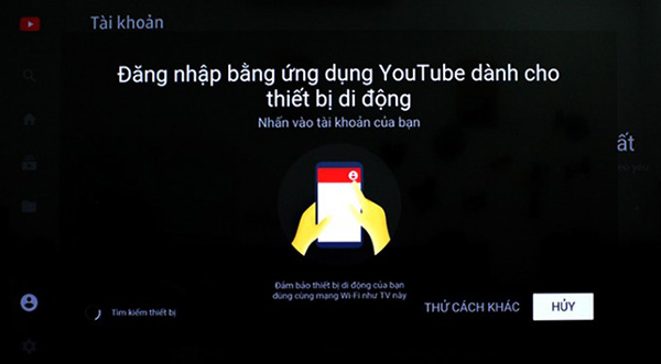 Đăng nhập YouTube trên tivi bằng mã đăng nhập