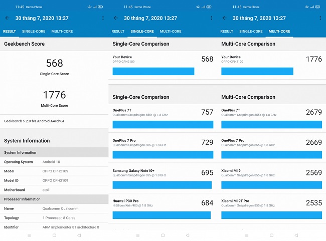 Điểm trên phần mềm Geekbench 5.0