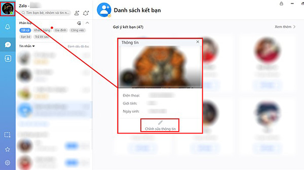 Đổi tên tài khoản zalo trên máy tính