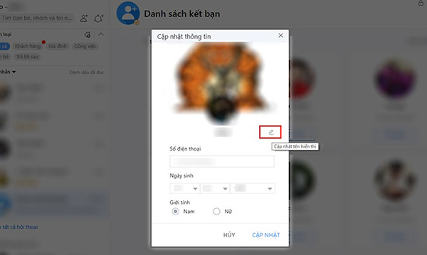 Đổi tên tài khoản zalo trên máy tính (1)