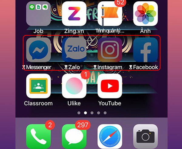 Hình ảnh sau khi giới hạn thời gian sử dụng ứng dụng trên iPhone