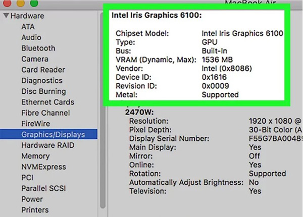 Kiểm tra card màn hình trên hệ điều hành MacOS (3)