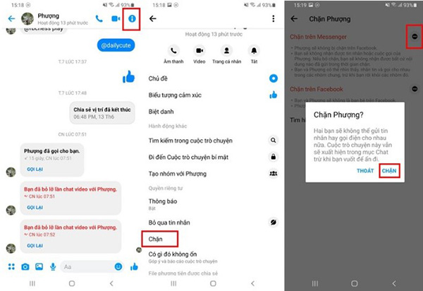 Chặn tin nhắn trên tài khoản Facebook Messenger