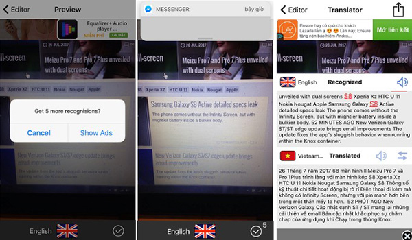 Translate Photo bắt đầu tiến hành dịch văn bản