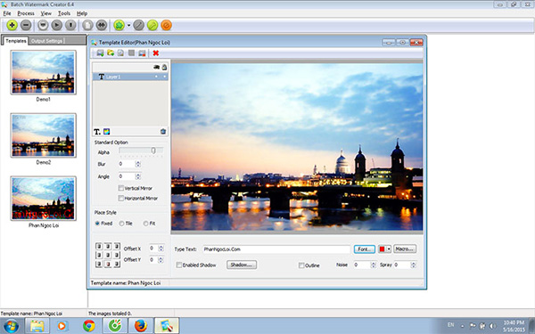 Phần mềm Batch Watermark Creator có thao tác thực hiện đơn giản
