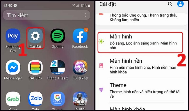 Tiến hành cài đặt màn hình như trong hình