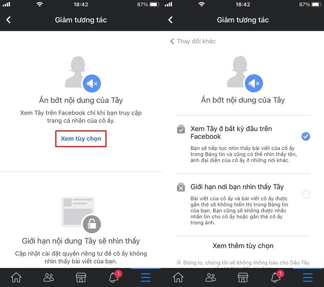 Chọn mục Ẩn bớt nội dung nếu bạn cảm thấy khó chịu với các status của họ