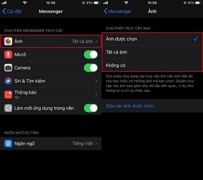 Điều chỉnh quyền truy cập thư viện hình ảnh