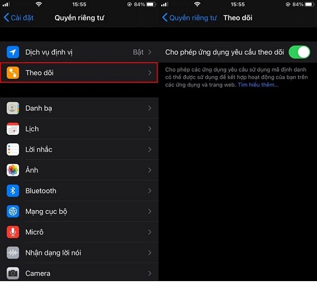 Các ứng dụng hỏi trước khi muốn theo dõi bạn