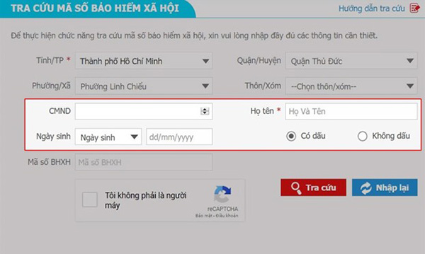 Điền thông tin vào ô như trong ảnh