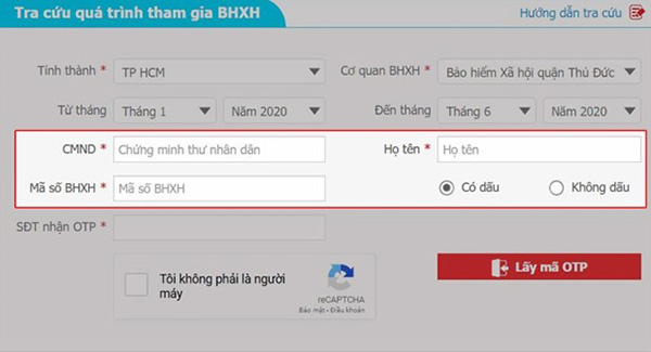 Điền thông tin bắt buộc vào các ô như trong hình