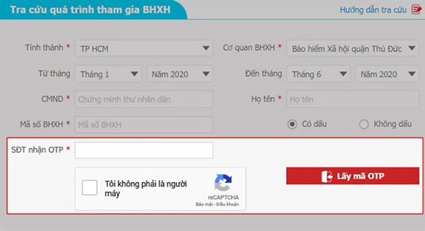 Xác nhận để lấy mã OTP