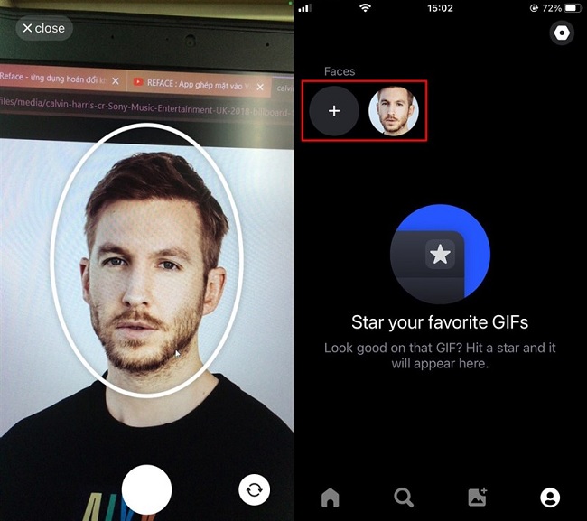 Chọn khuôn mặt muốn ghép