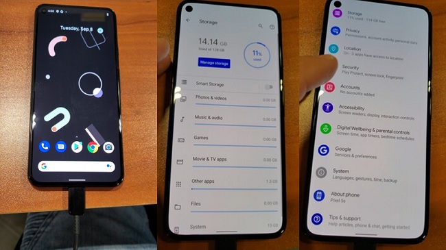 Ảnh thực tế Google Pixel 5 lộ thiết kế mặt trước