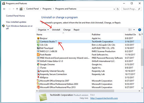 Sử dụng Control Panel để xóa, gỡ bỏ phần mềm trên máy tính
