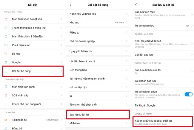 Khôi phục lại cài đặt gốc