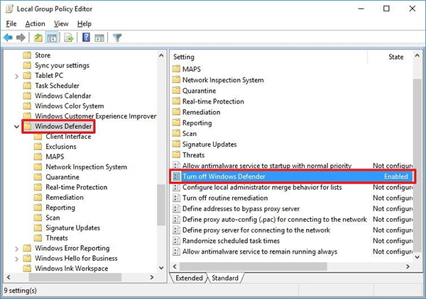 Sử dụng Local Group Policy Editor để vô hiệu hóa hoàn toàn Windows Defender