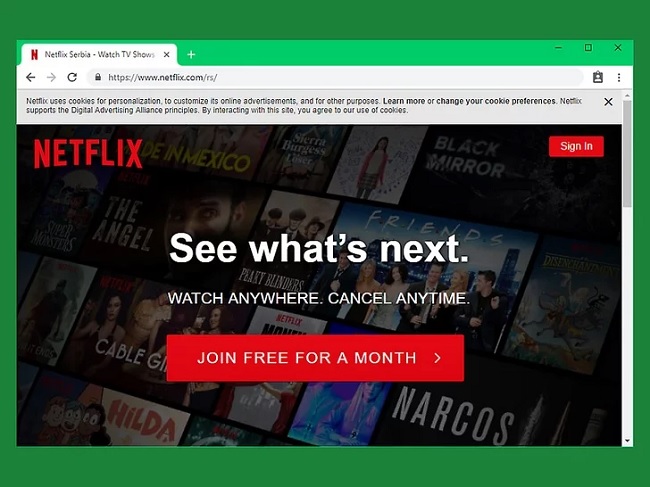 Vào website Netflix