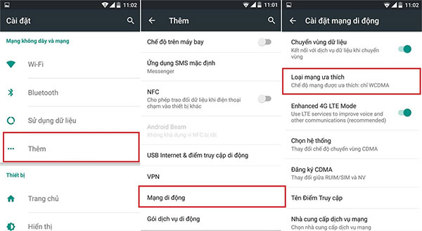 Cách kích hoạt 4G tại phần cài đặt điện thoại Samsung