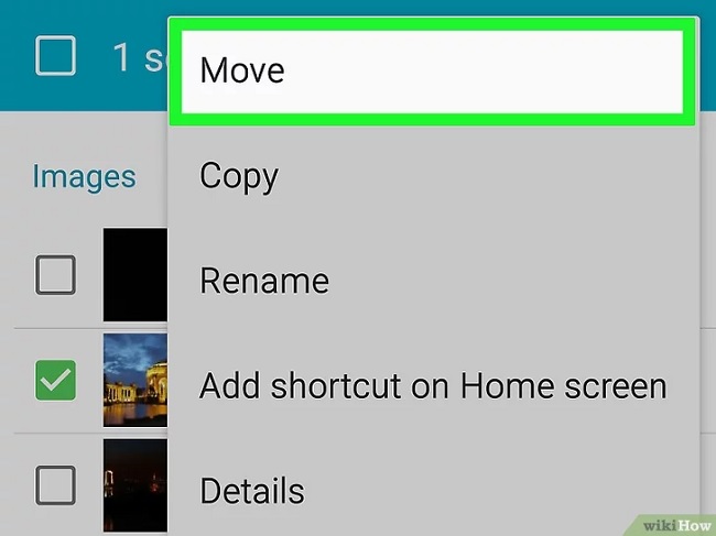 Nếu bạn vẫn muốn giữ lại các ảnh đã chọn trên bộ nhớ máy thì hãy chọn vào Copy