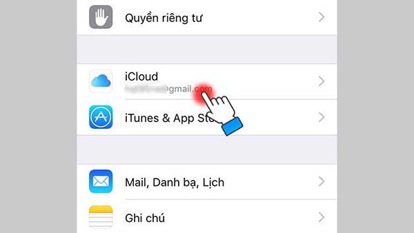 Chọn tài khoản iCloud cần đăng xuất trên iPhone