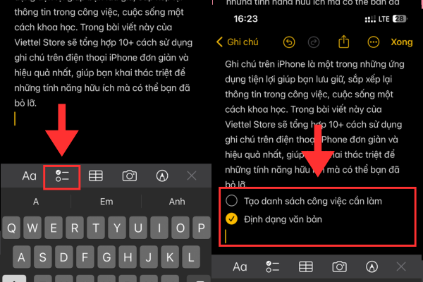ghi chú trên iphone
