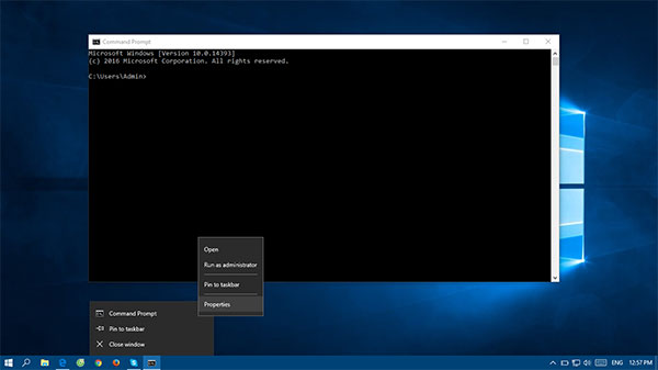 Mở cửa sổ Command trên máy tính