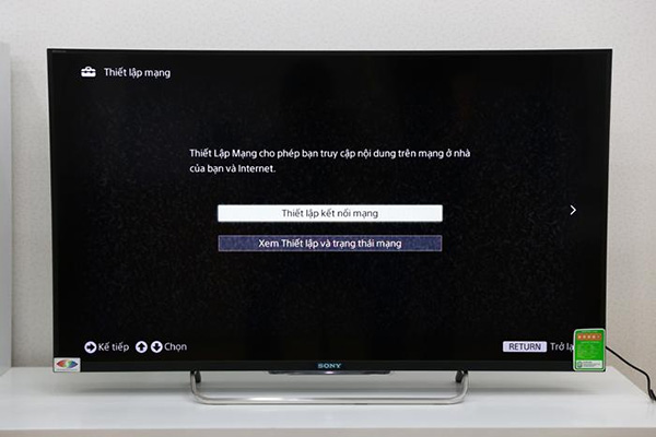 Chọn mục Thiết lập kết nối mạng trên tivi Sony