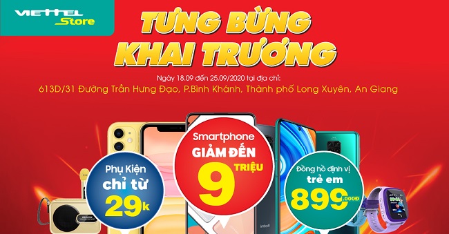 Khai trương chi nhánh mới tại An Giang ở địa chỉ: Số 613D/31 Đường Trần Hưng Đạo, P. Bình Khánh, Thành phố Long Xuyên, An Giang.