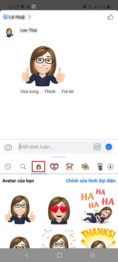 Mẹo dùng nhãn dán tự tạo mới của Facebook là bình luận 