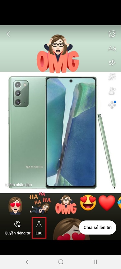 Thêm nhãn dán tạo vào ảnh để dùng cho mục đích khác