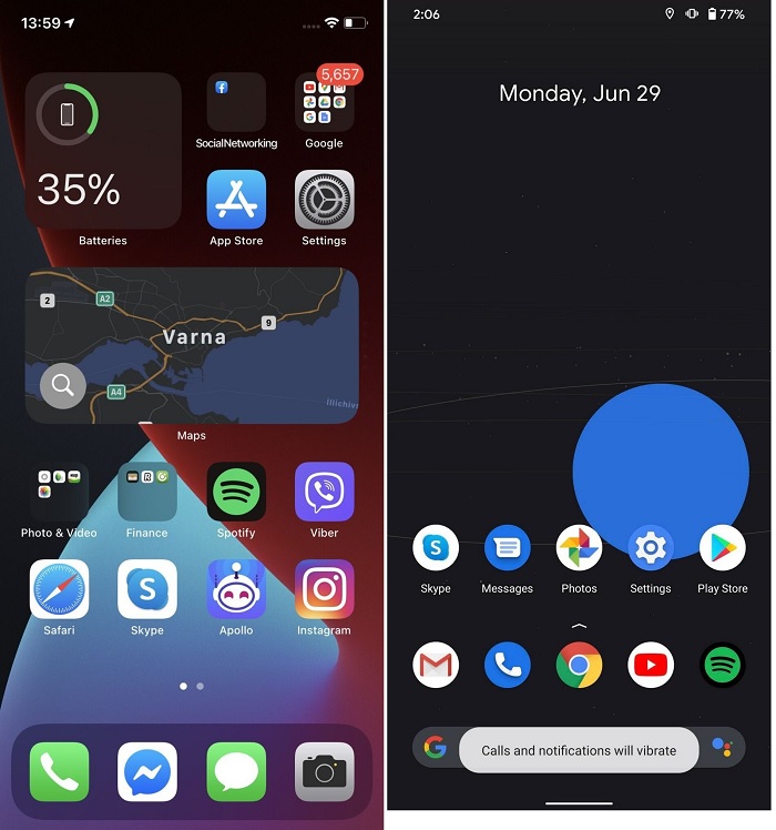 Android 11 màn hình chính không có nhiều điểm mới, nhưng iOS 14 thì ngược lại