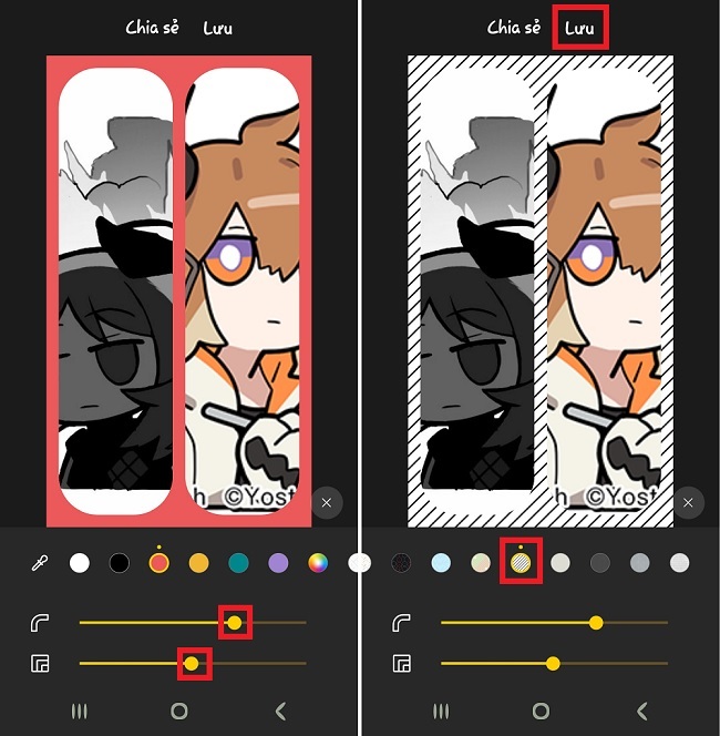 Chọn màu hoặc thêm hiệu ứng bất kỳ cho khung viền của khung ảnh