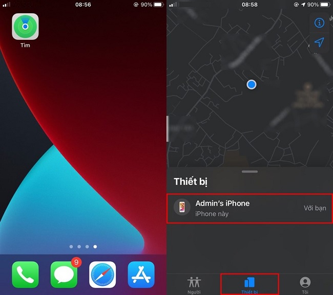 Định vị vị trí của iPhone qua ứng dụng “Tìm”