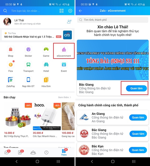 Hỏi đáp các thủ tục hành chính với Zalo
