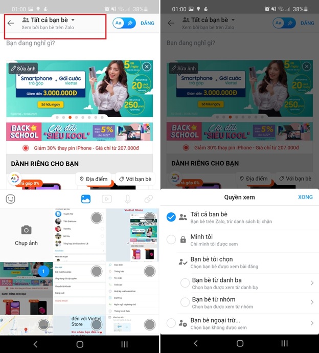 Chọn đăng bài viết ở chế độ xem khác nhau